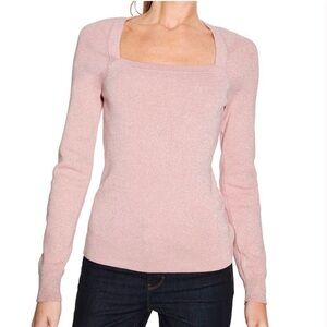 SQUARE NECK SHIMMER
PULLOVER SWEATER PINK